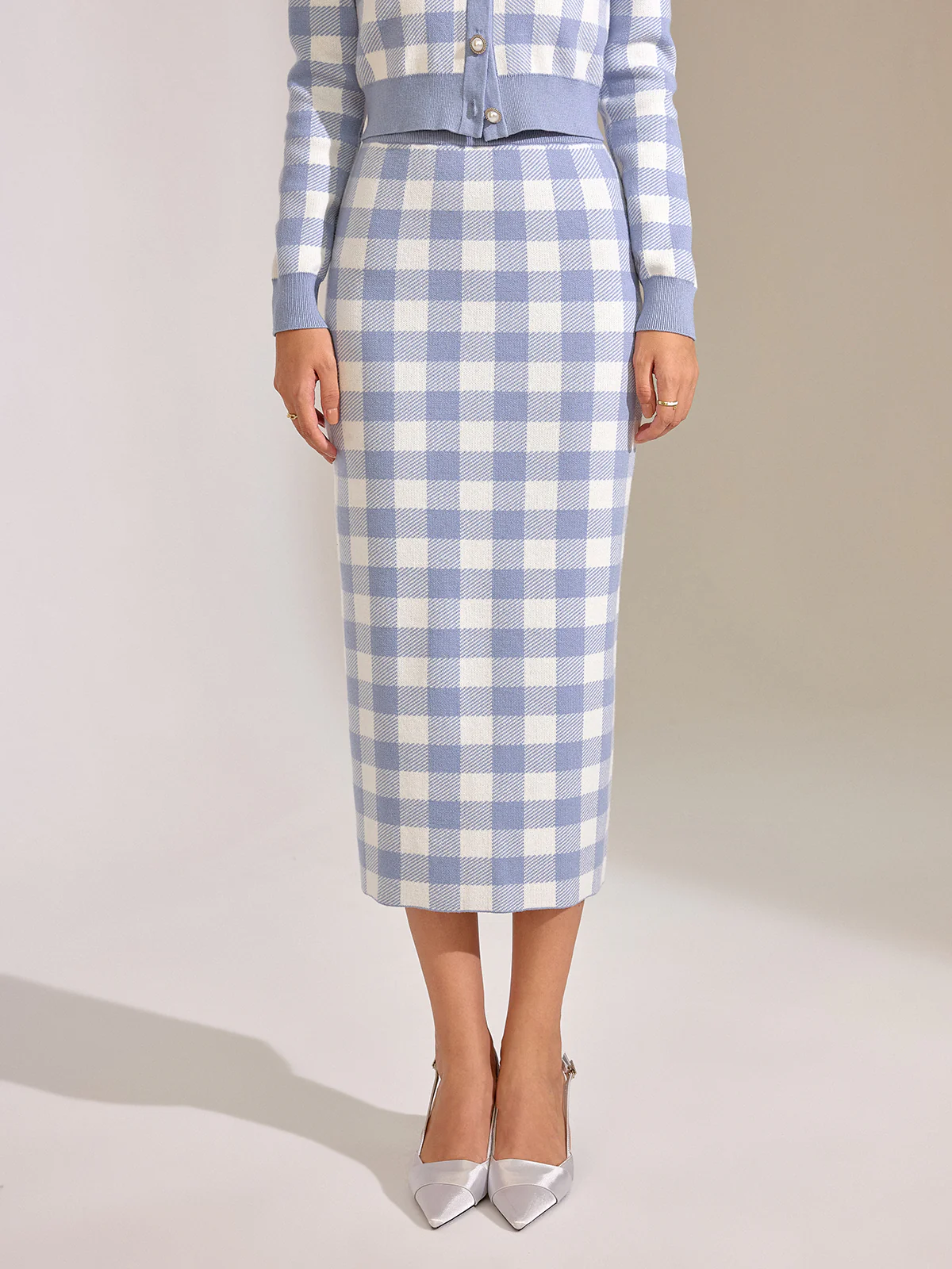 Vintage Plaid Wool Blend Sweater Skirt - Wholesalesil