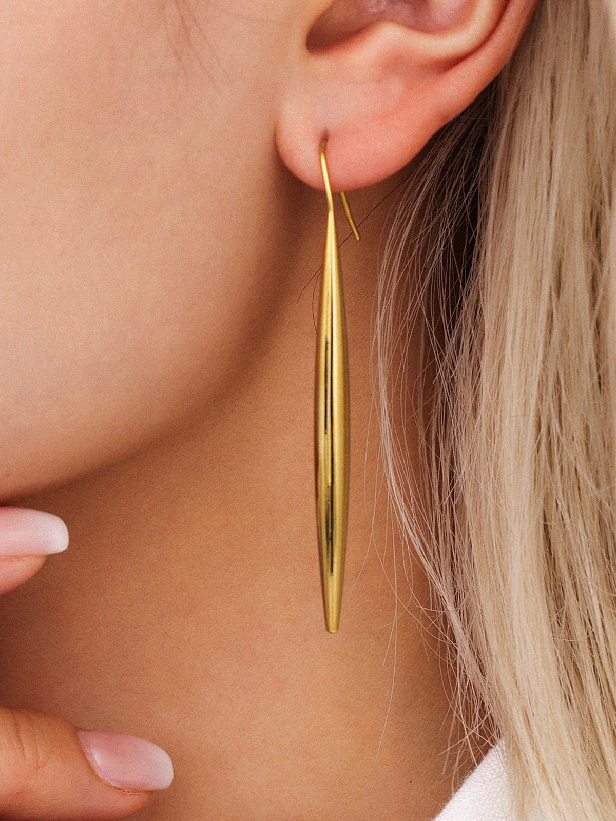 Golden Long Teardrop Drop Earrings - Wholesalesil