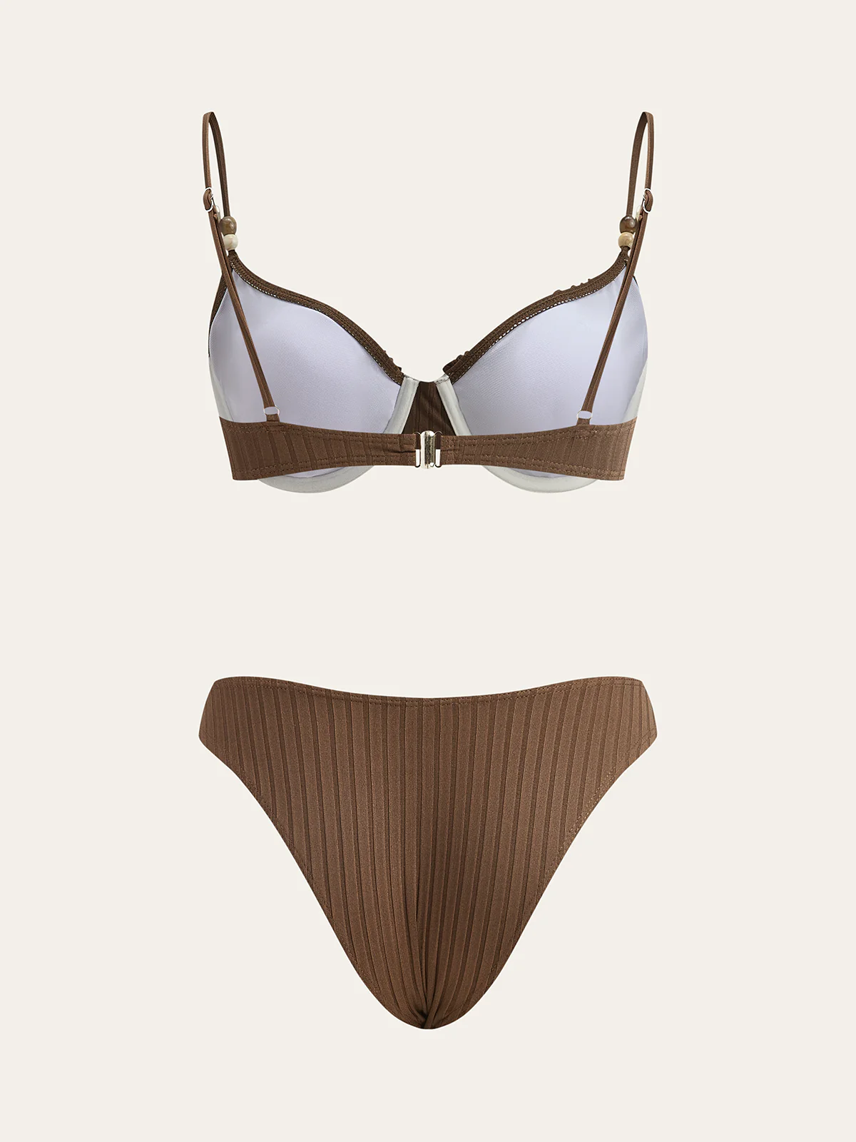 Ribbed Bikini Set with Ruffled Detailing - Wholesalesil