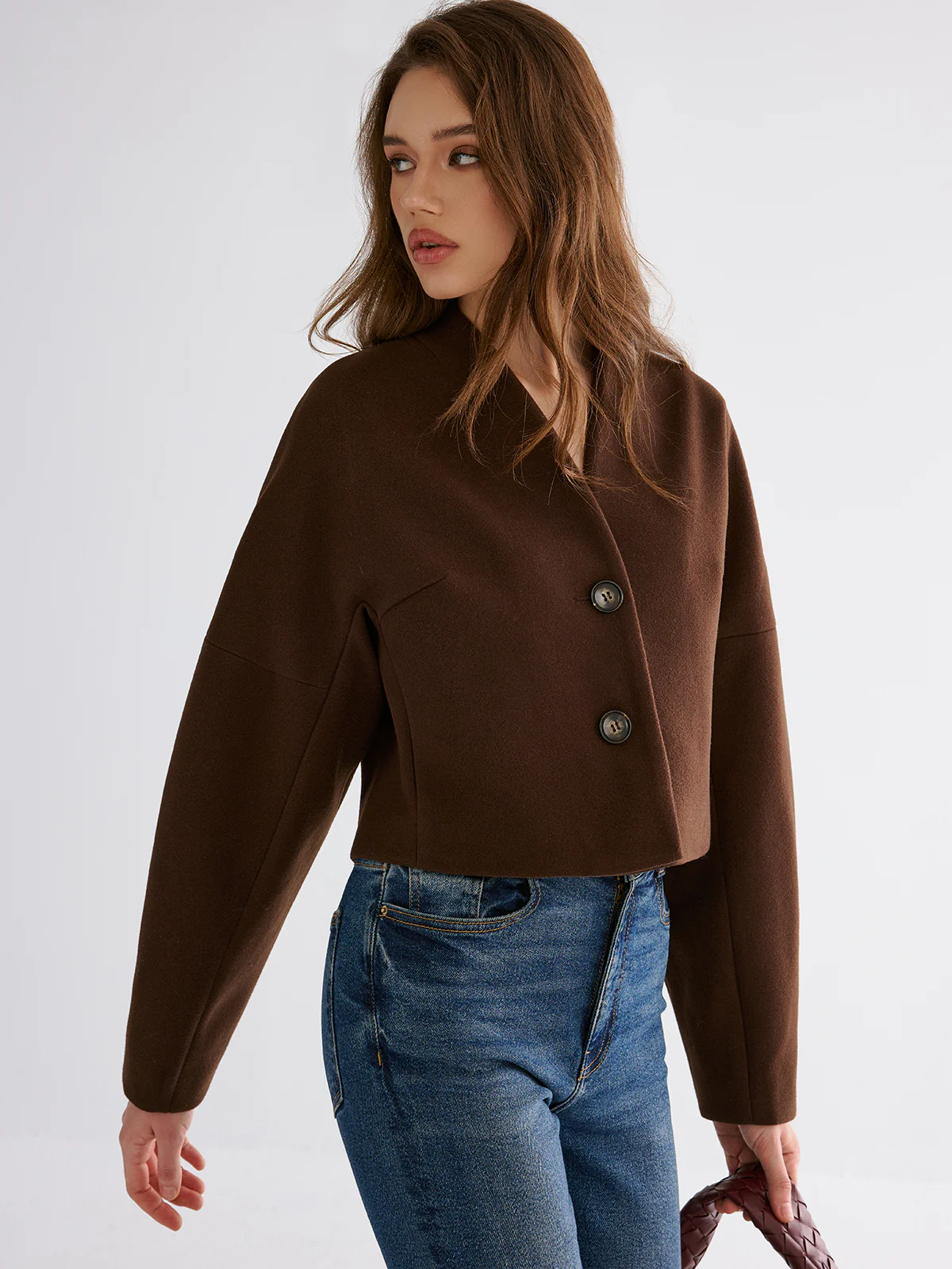 Wool-Blend Cropped Jacket - Wholesalesil