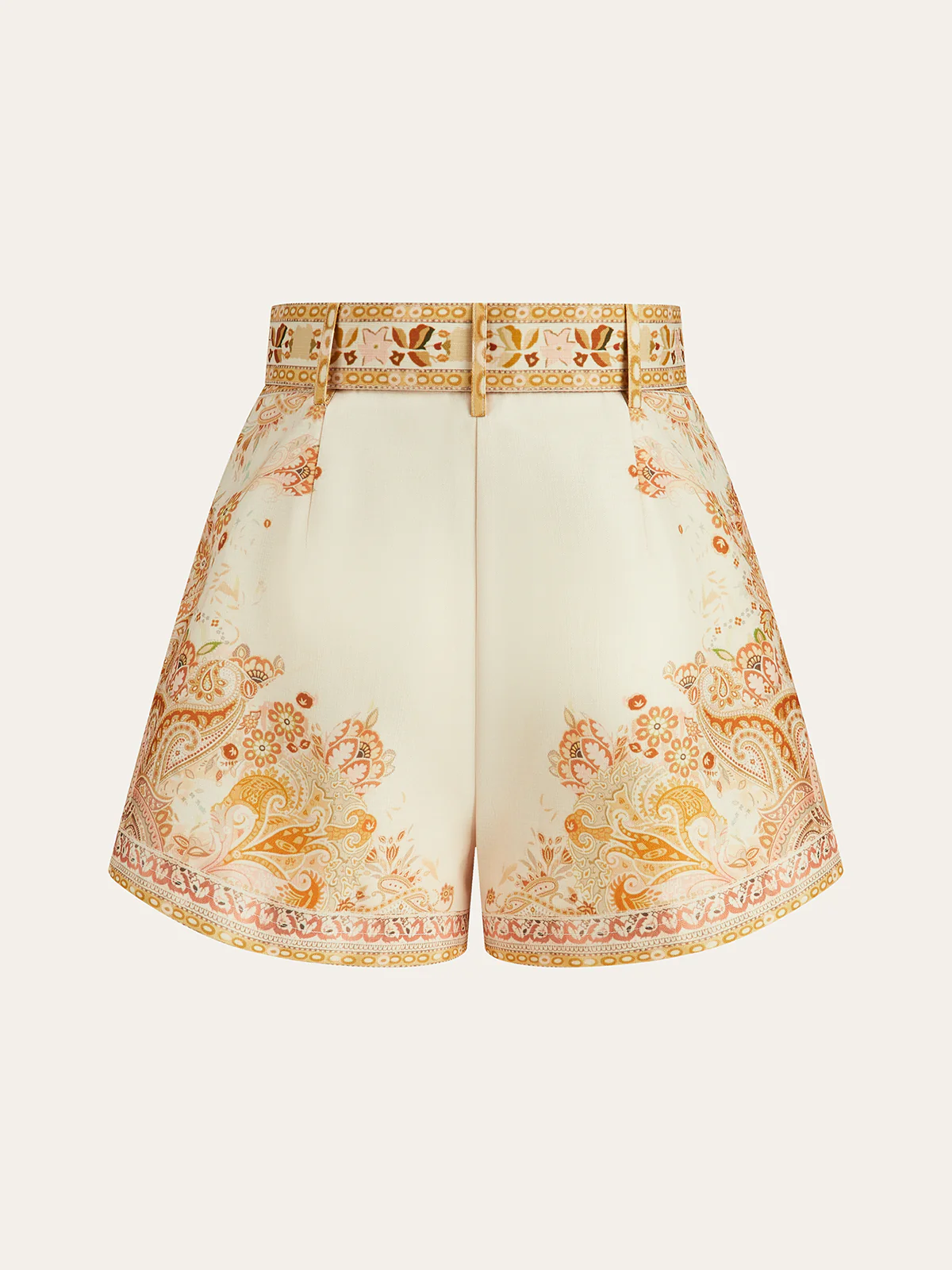 Belted Boho Print Tailored Shorts - Wholesalesil