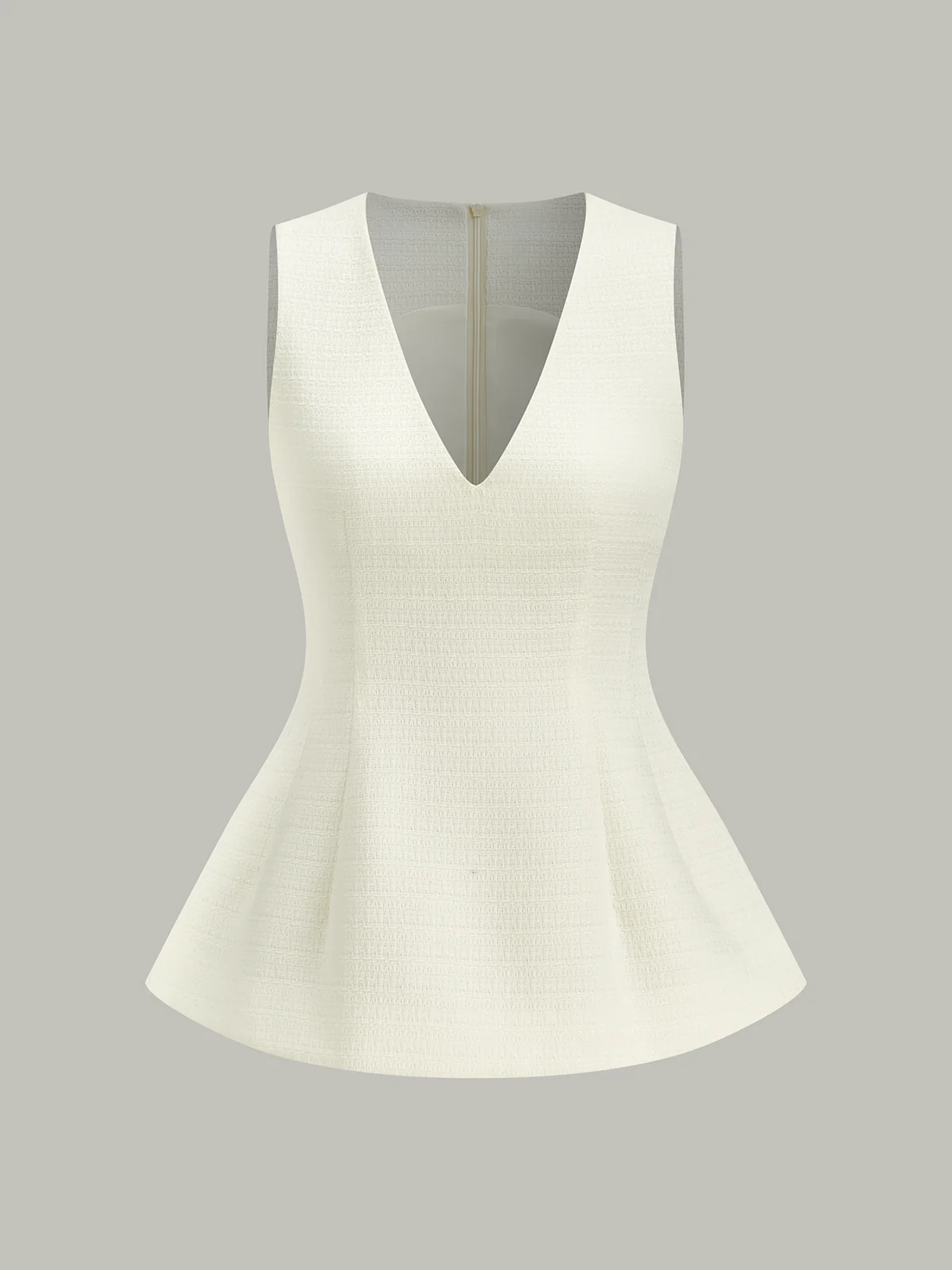 Textured V-Neck Peplum Top - Wholesalesil