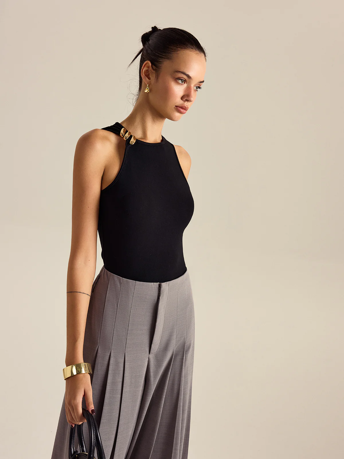 Metal Decor Sleeveless Top - Wholesalesil