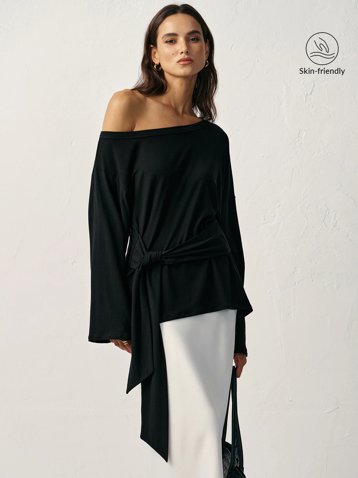 Off-Shoulder Long Sleeve T-Shirt - Wholesalesil