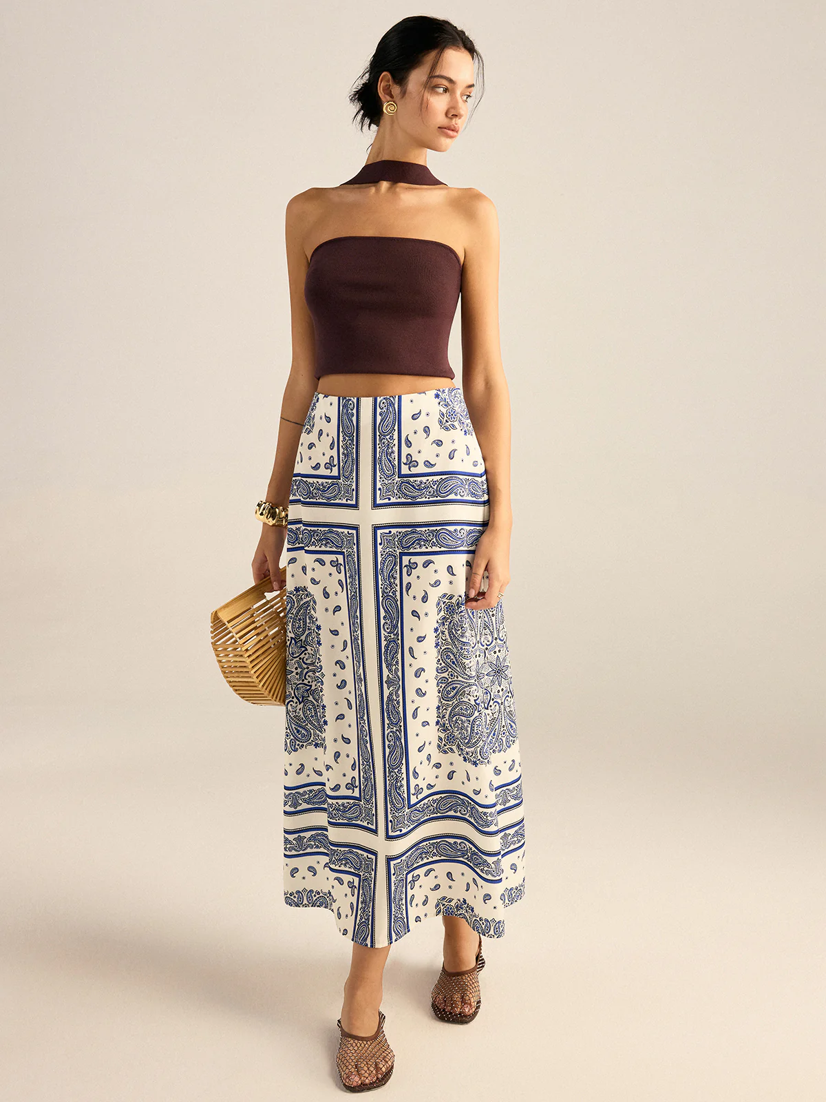 Paisley Printed Maxi Skirt - Wholesalesil