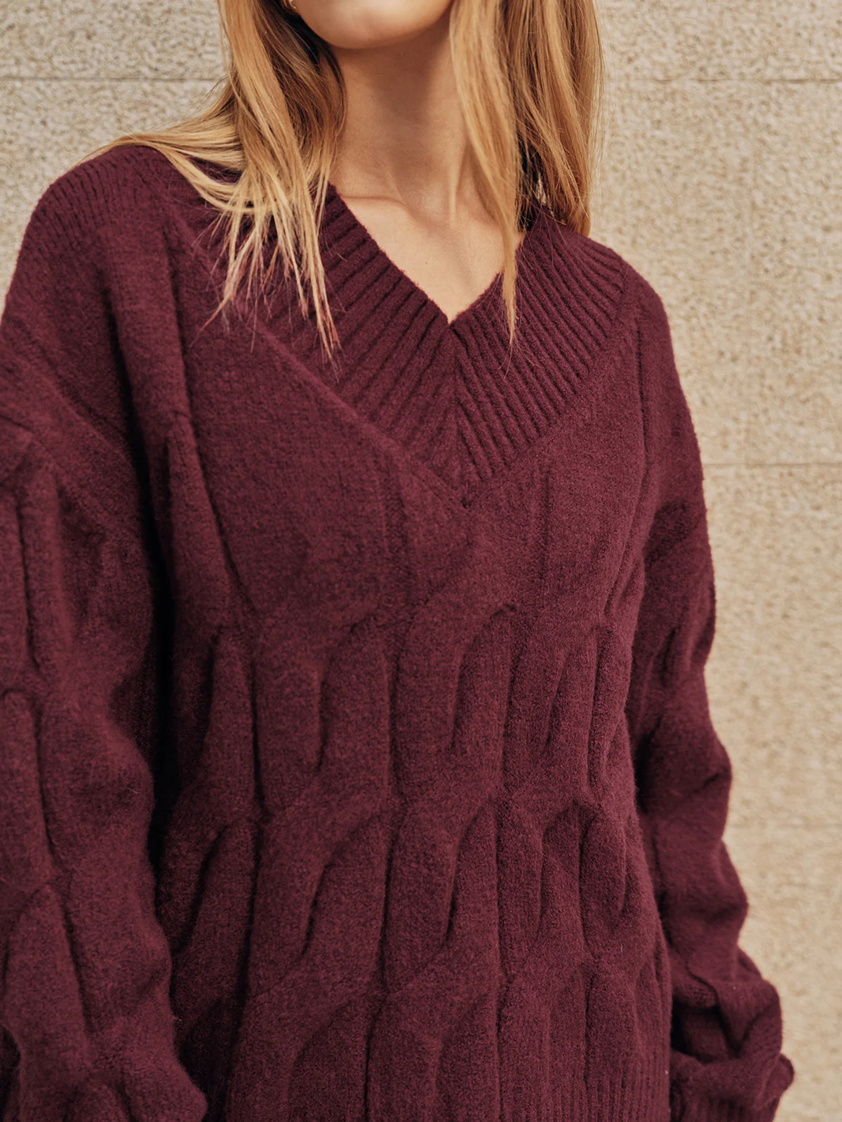 Wool-Blend Cable Knit Sweater - Wholesalesil
