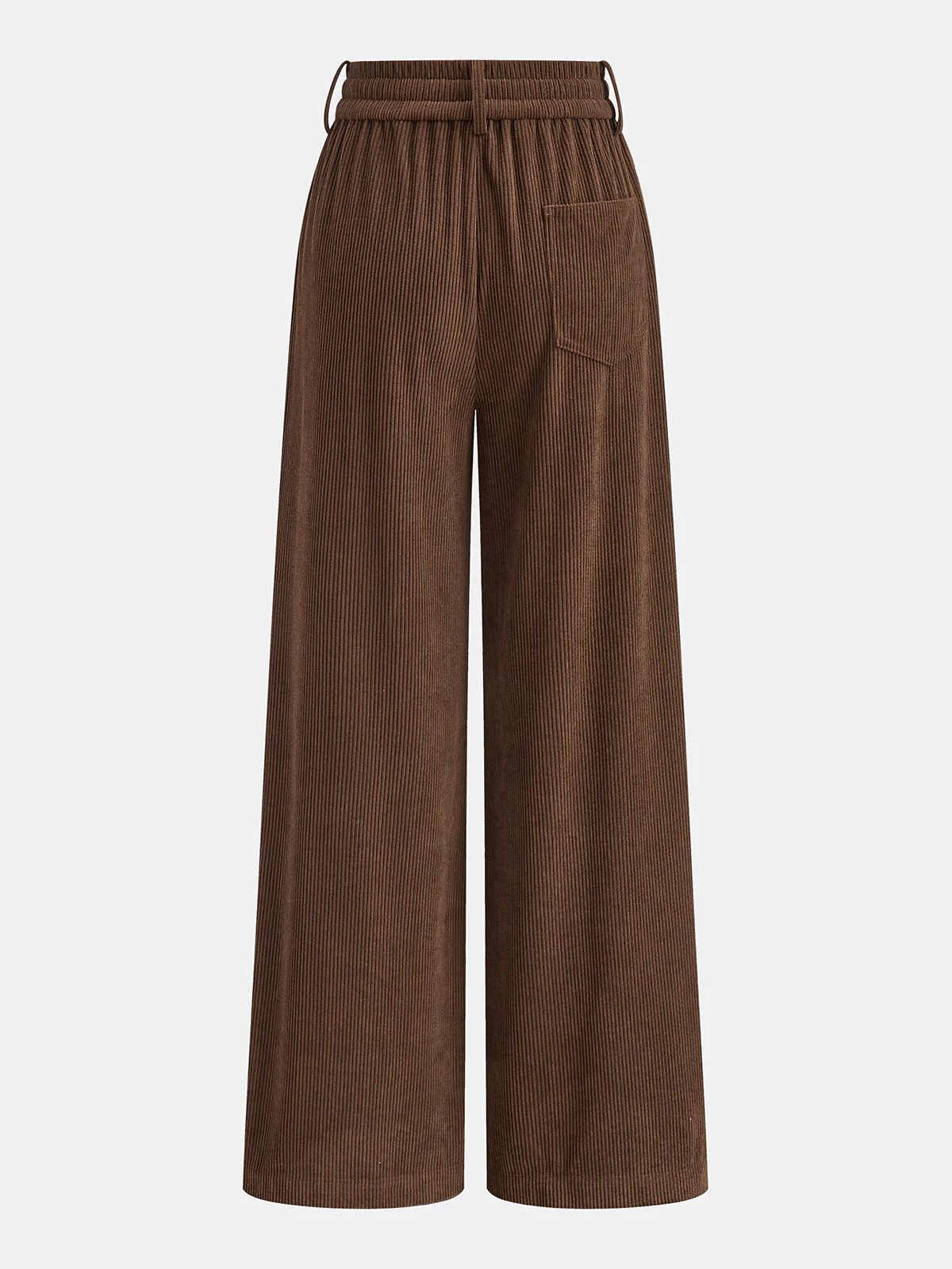 Mid-Waist Corduroy Wide-Leg Drawstring Pants - Wholesalesil