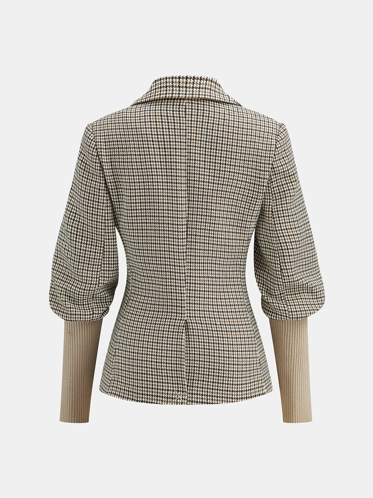 Houndstooth Puffed-Sleeve Blazer - Wholesalesil