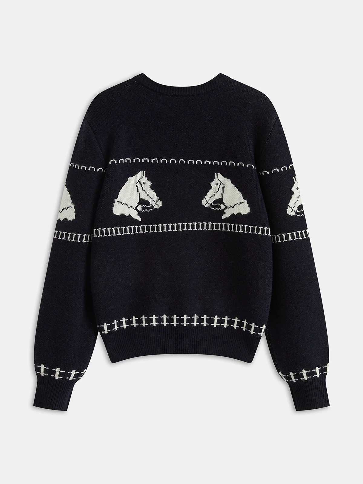 Horse-Pattern Wool-Blend Sweater - Wholesalesil