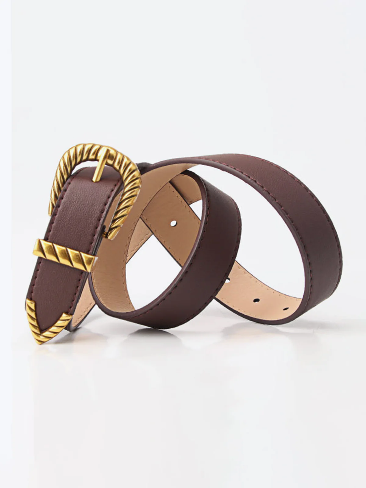 Textured Buckle PU Leather Belt - Wholesalesil