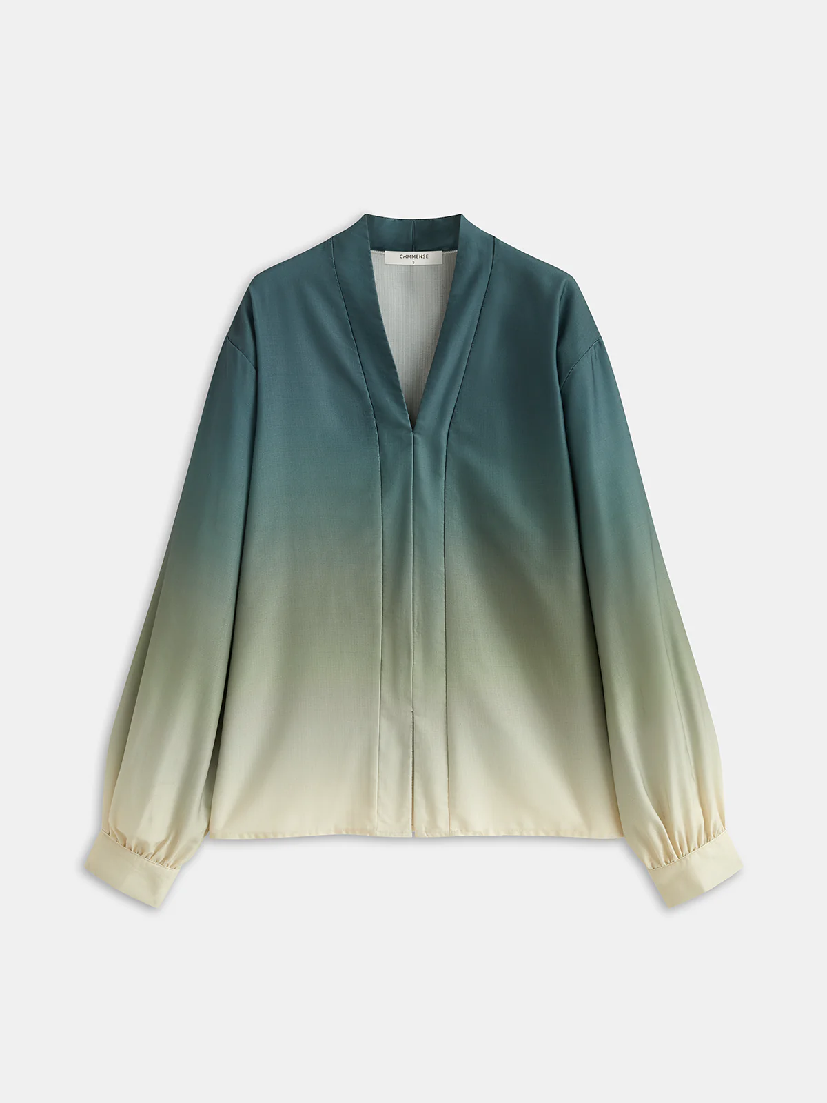 Ombre V-Neck Blouse and Casual Pants Set - Wholesalesil