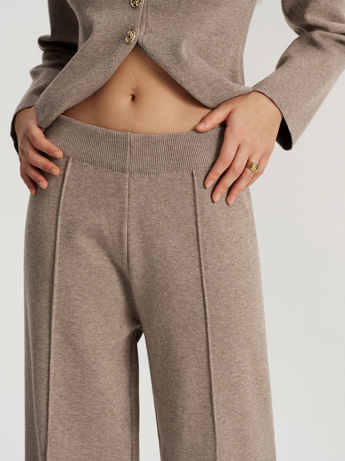 Mid-Waist Knit Wide-Leg Pants - Wholesalesil