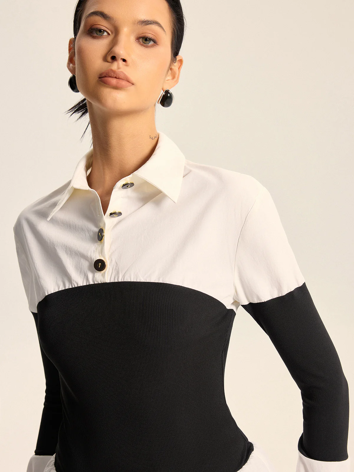 Contrast Panel Button Shirt - Wholesalesil