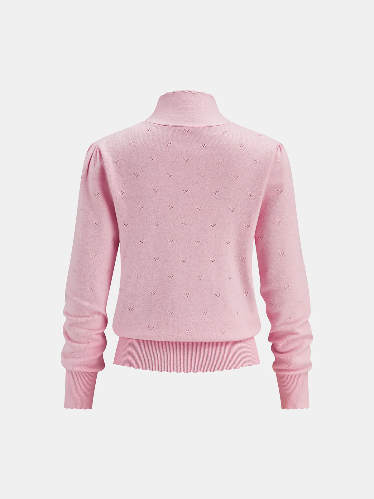 Tie Neck Eyelet Knit Sweater - Wholesalesil