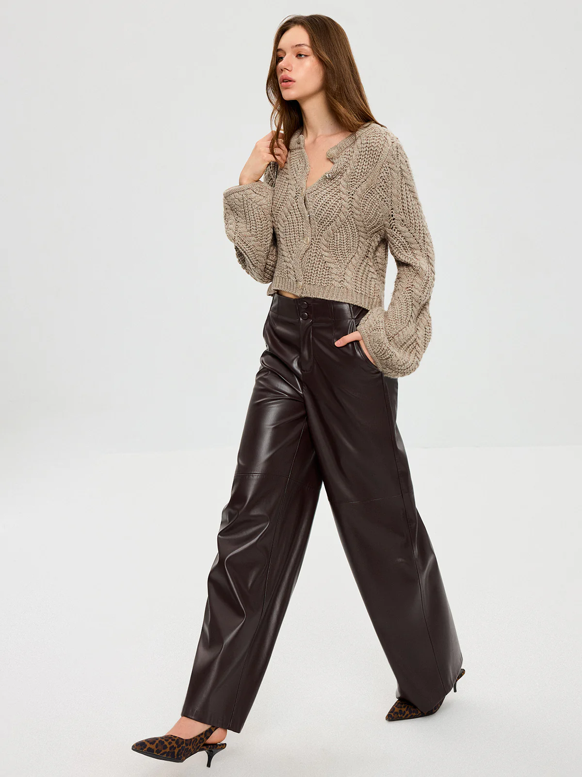 Wool Blend Cable Knit Cardigan - Wholesalesil