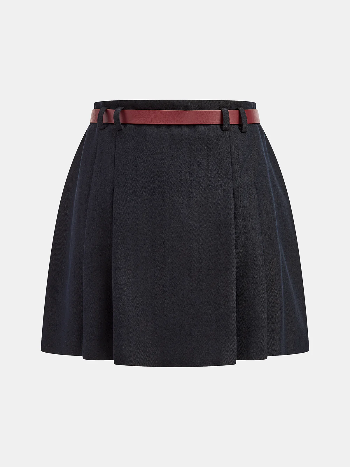 Belted Pleated Mini Skirt - Wholesalesil