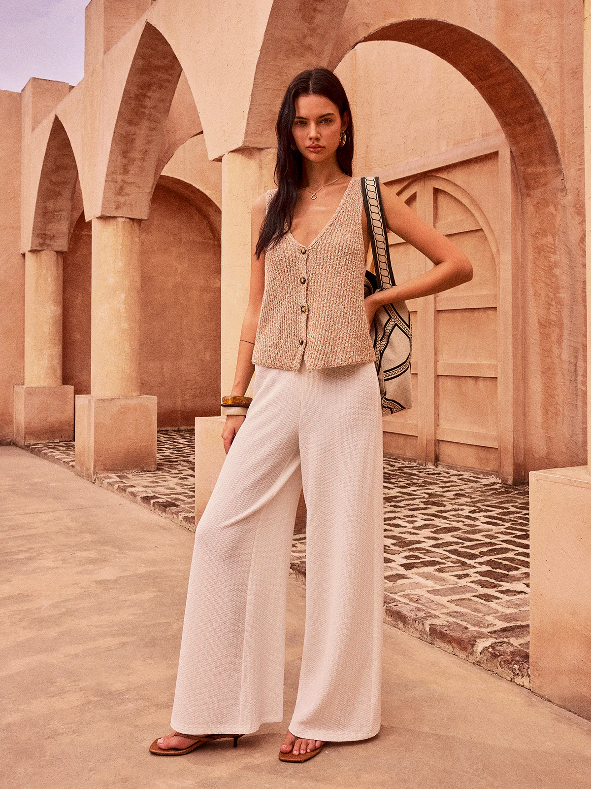 V-Neck Button Knit Vest - Wholesalesil