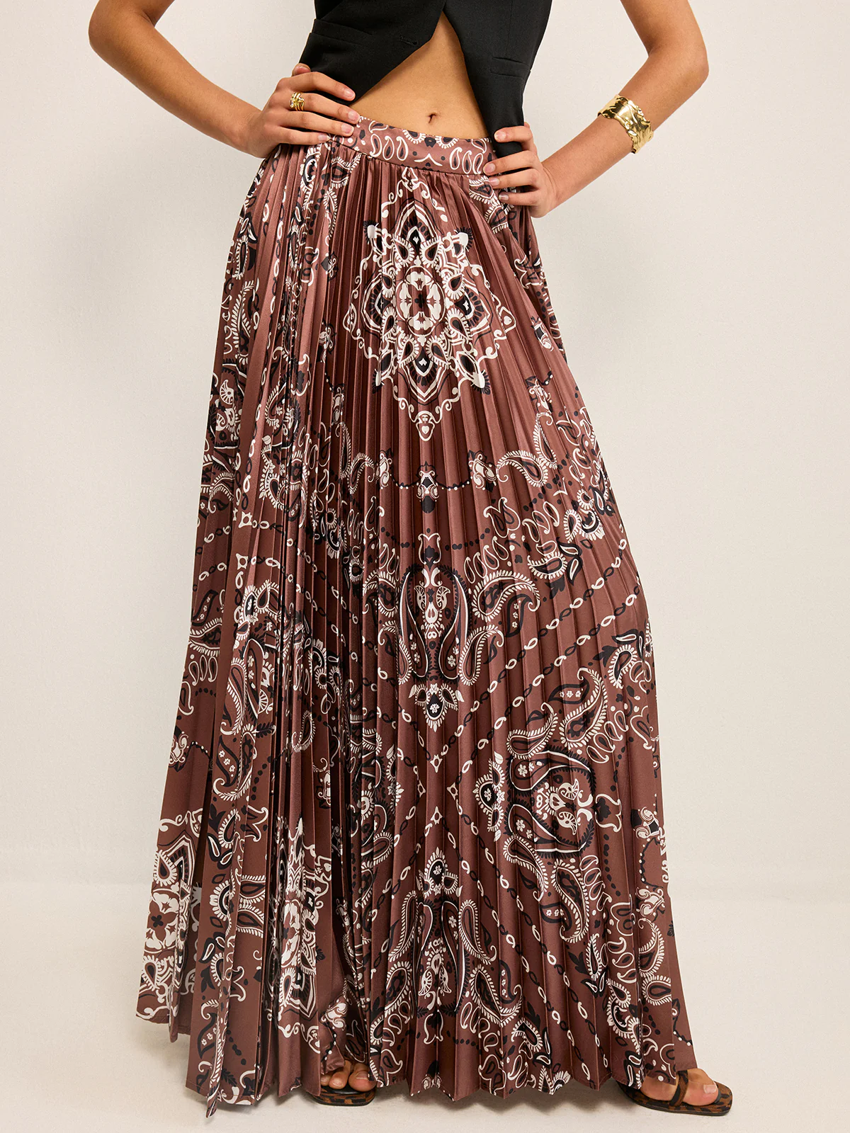 Boho Pleated Maxi Skir - Wholesalesil