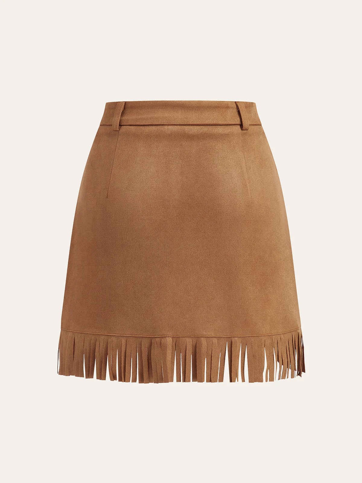 Suede Effect Fringe Mini Skirt - Wholesalesil