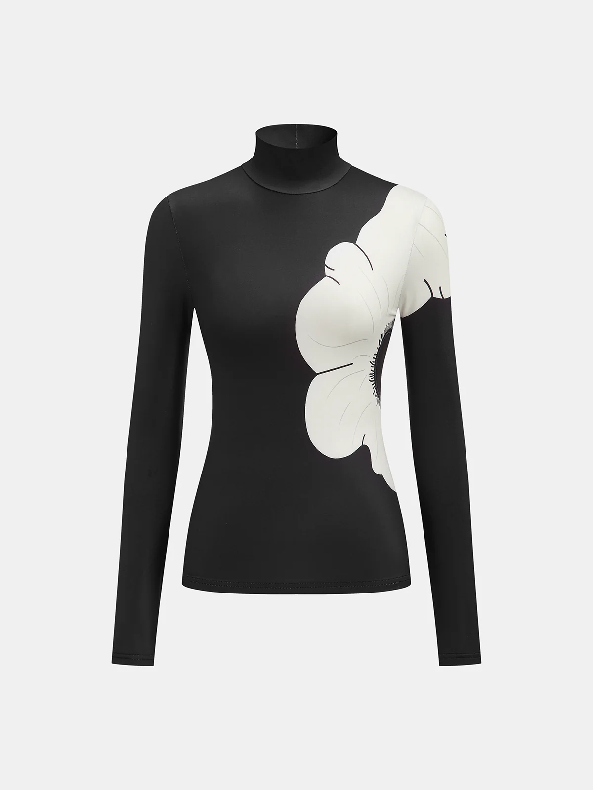 Floral Print Mock Neck Blouse - Wholesalesil