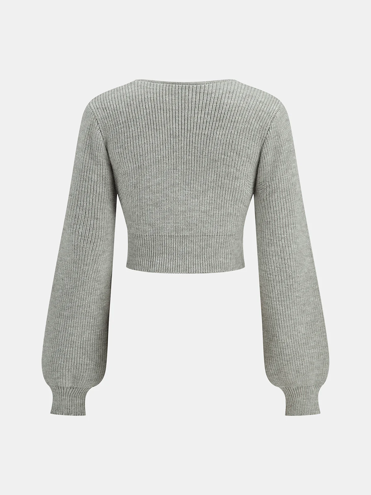 Twist Front Long Sleeve Cropped Knit Top - Wholesalesil