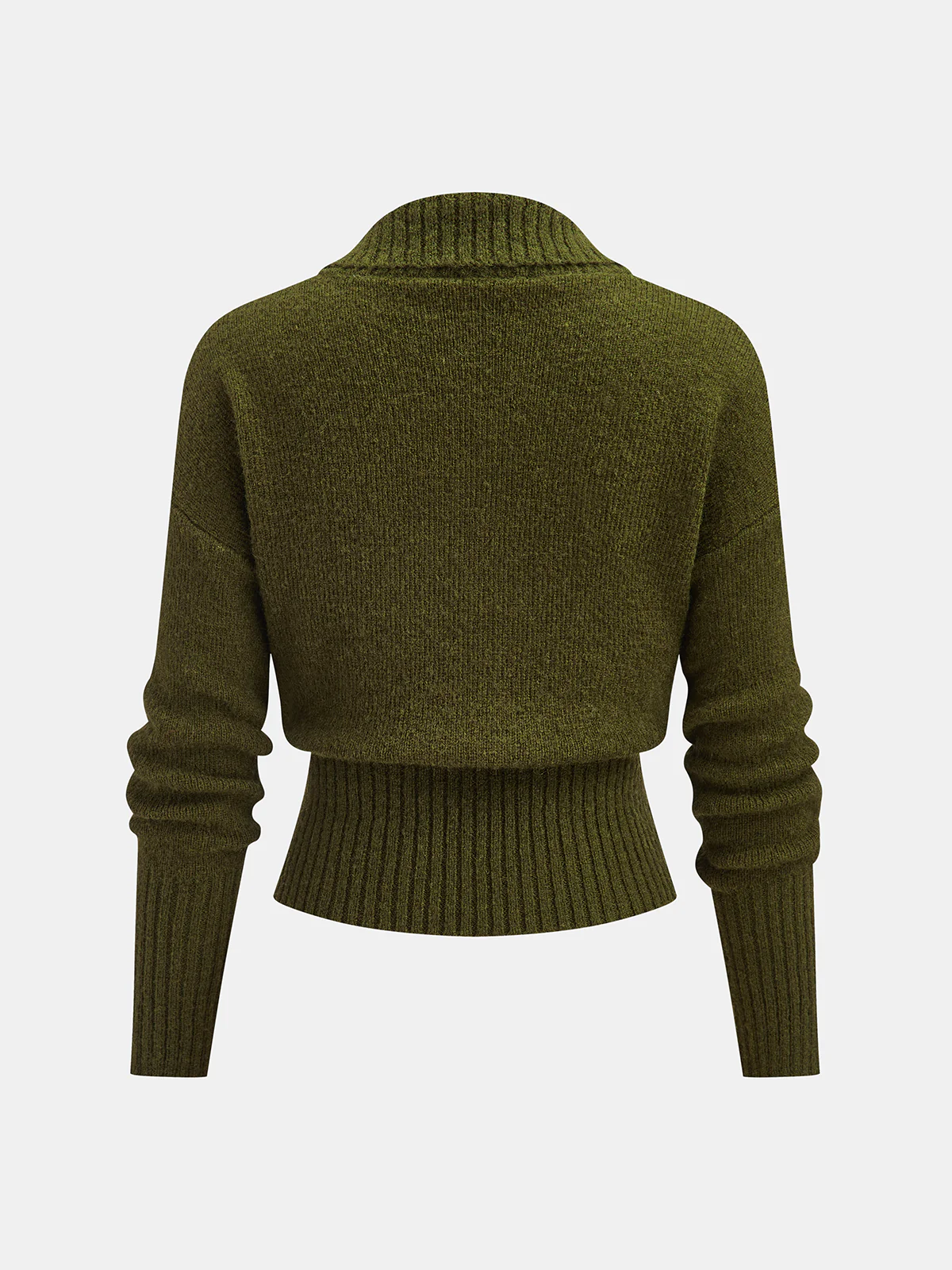 Wool Blend Wrap V-Neck Sweater - Wholesalesil