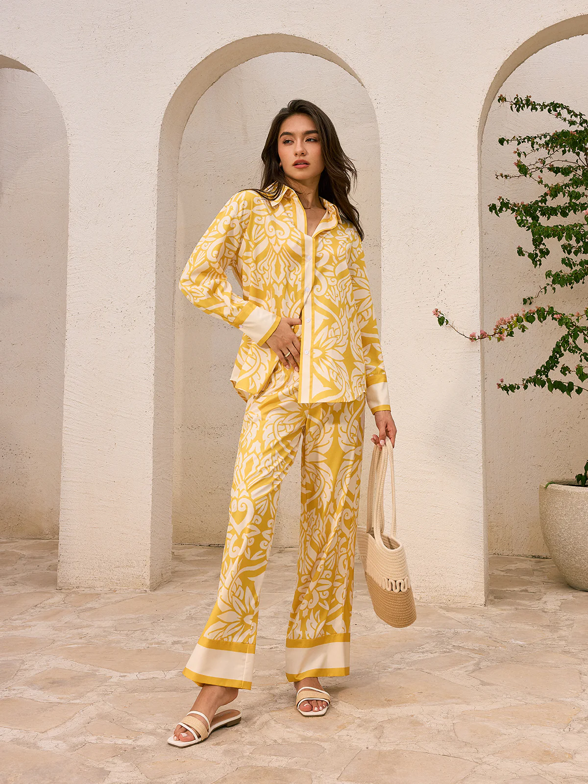 Oversized Patterned Shirt - Wholesalesil