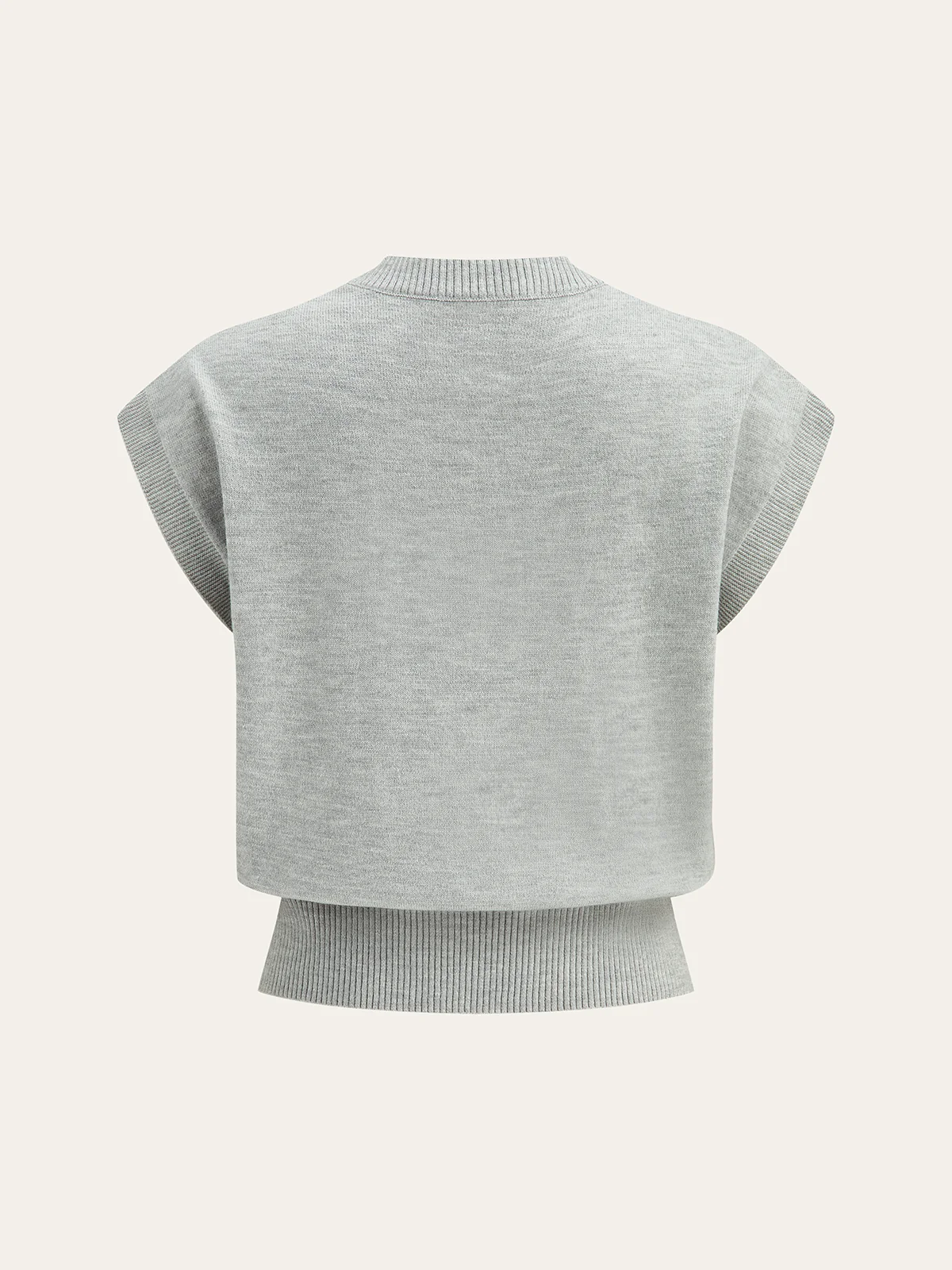 Flower Applique Cap Sleeve Knit Top - Wholesalesil