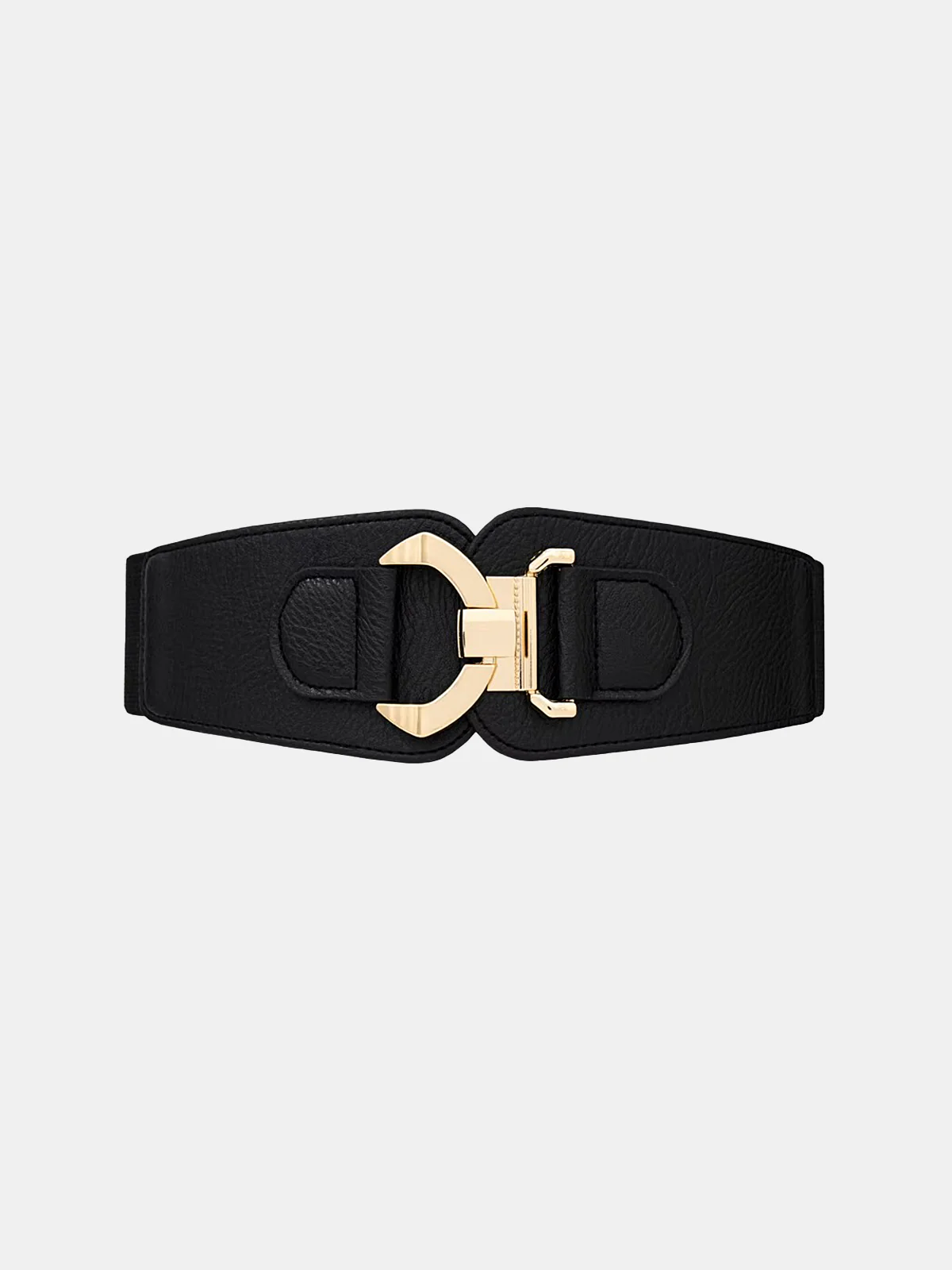 Elastic Faux Leather Wide Waist Belt - Wholesalesil