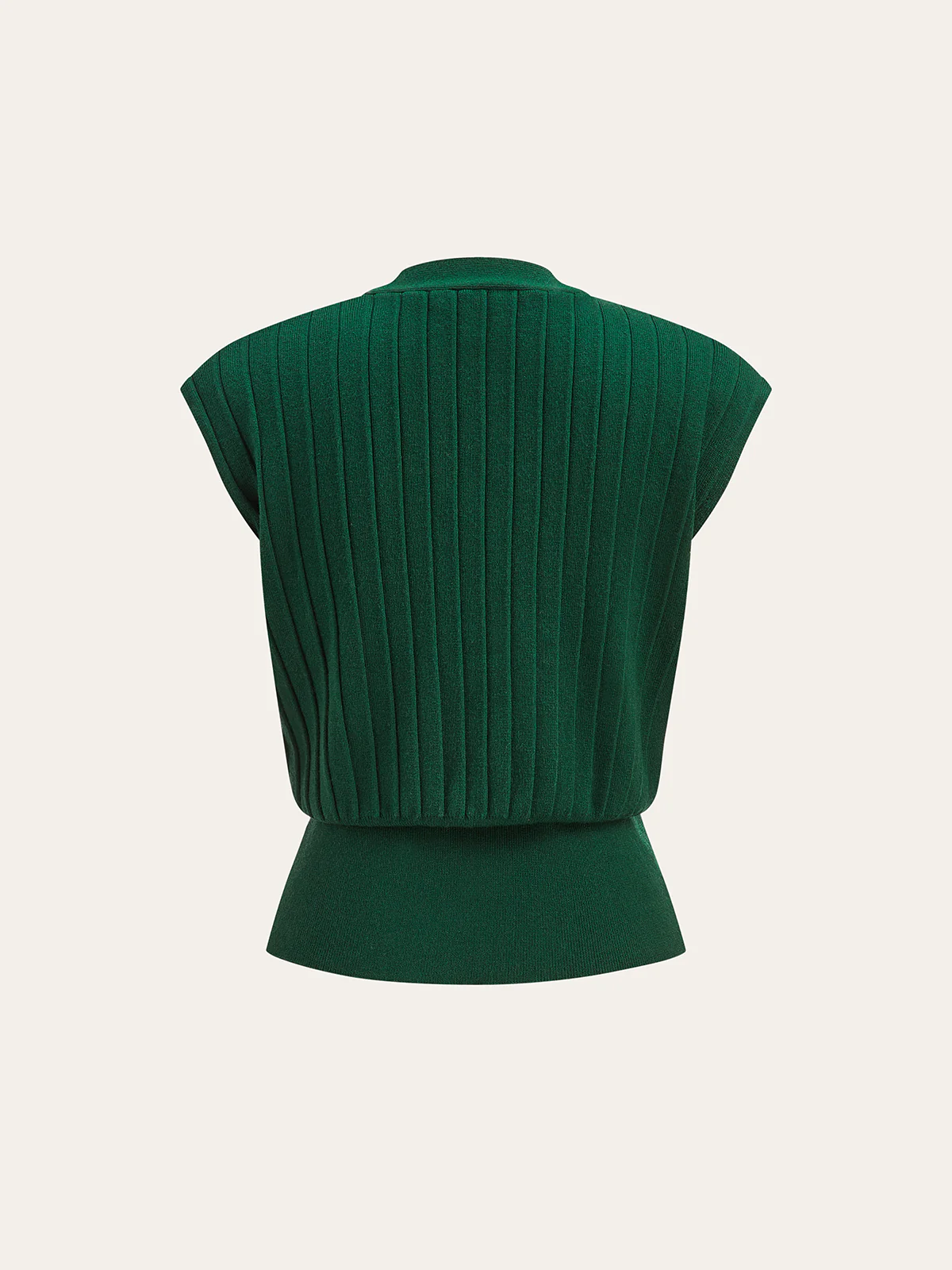 Metal Detail Cap Sleeve Ribbed Knit Vest - Wholesalesil