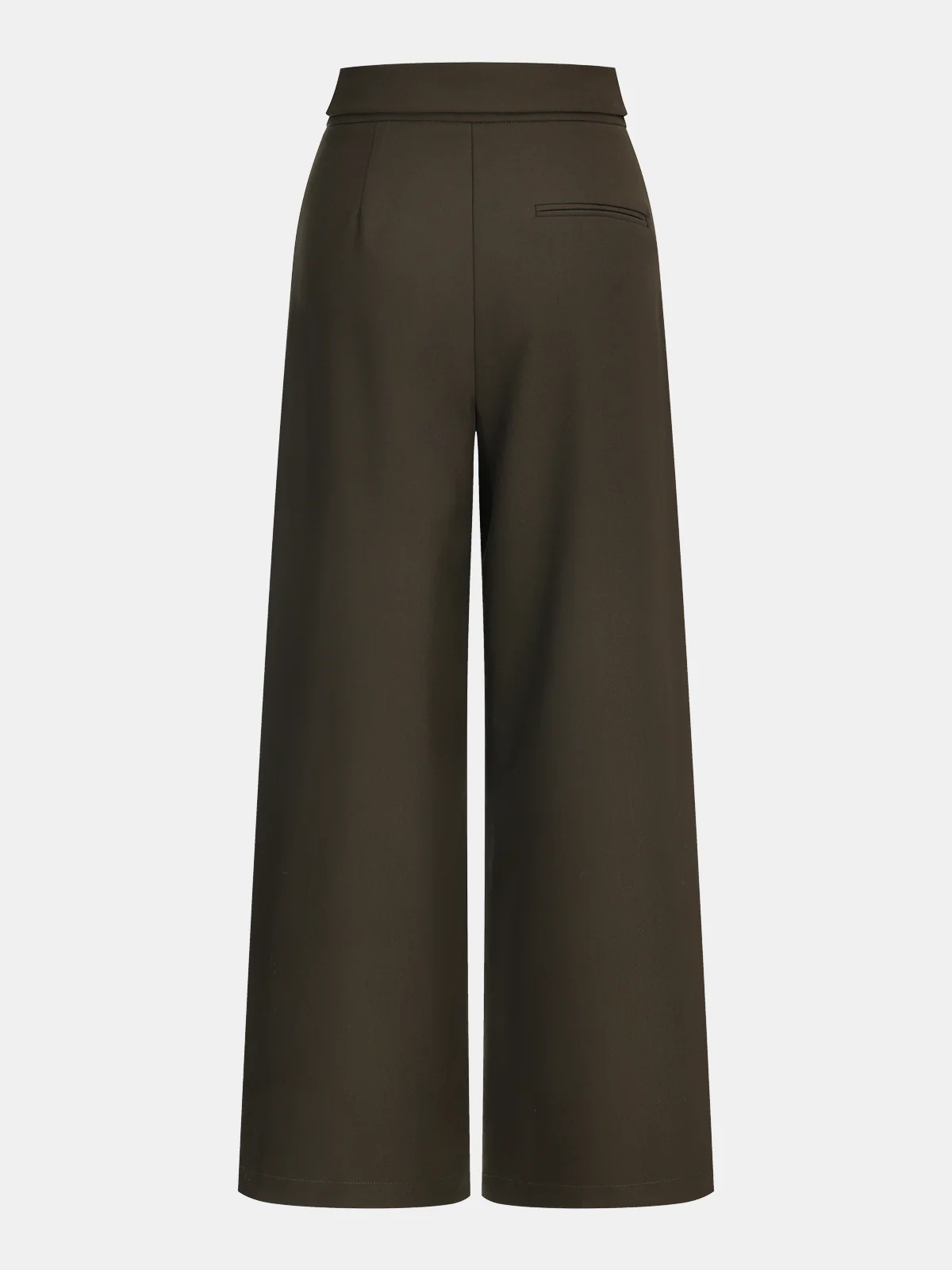 Fold-Over Waistband Straight-Leg Pants - Wholesalesil