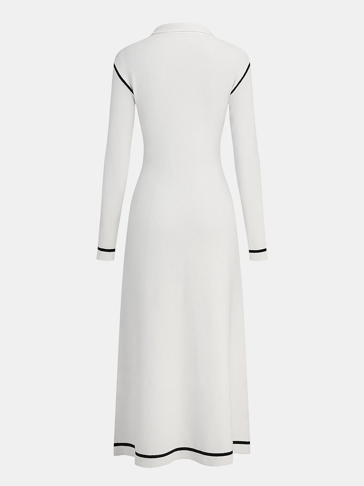 Contrast Trim Knit Shirt Dress - Wholesalesil