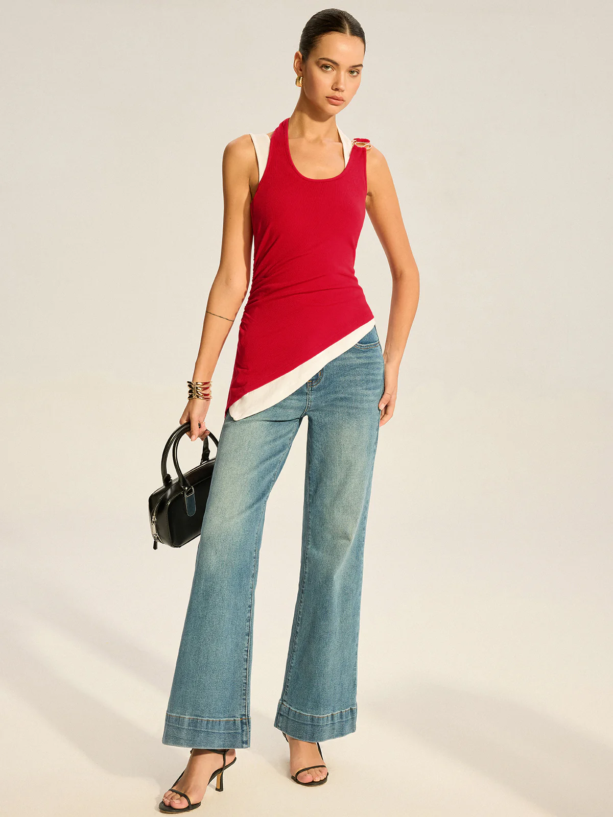 Asymmetric Layered Halter Top - Wholesalesil