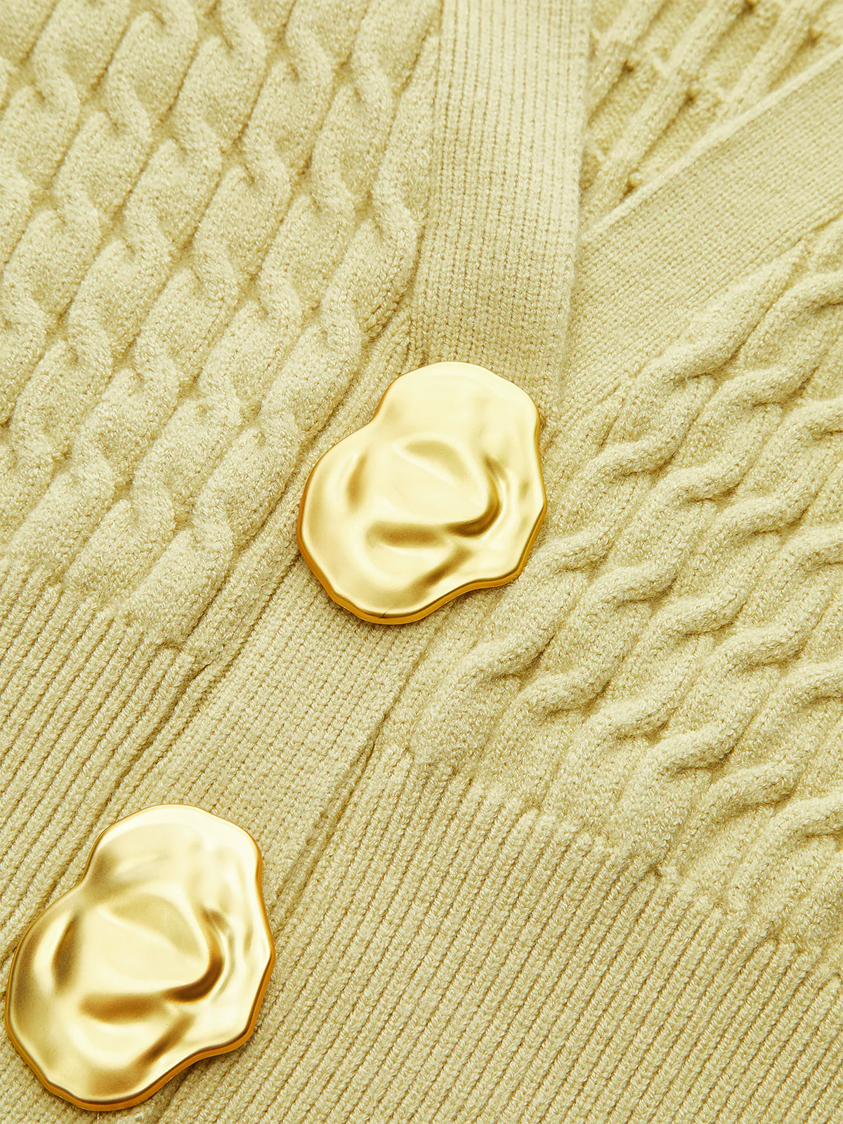 Metal Button Cable Knit Waist-Cinching Vest - Wholesalesil