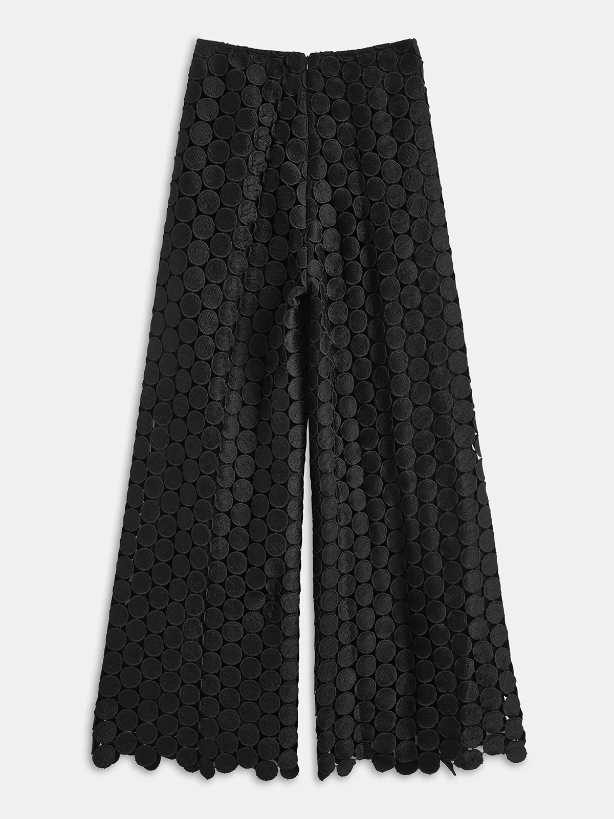 Mid-Waist Circular Applique Wide-Leg Pants - Wholesalesil